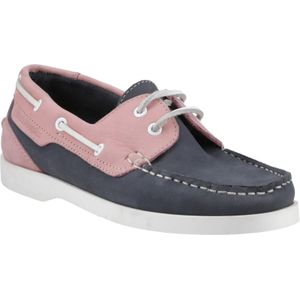 Hush Puppies - Isabel - Leren Bootsschoenen - Navy/Roze