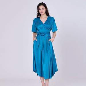 Multi -plooien satijnen jurk