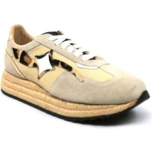 Iqonic - Sneakers - Beige - Suède - Panterprint en Metallic Accenten