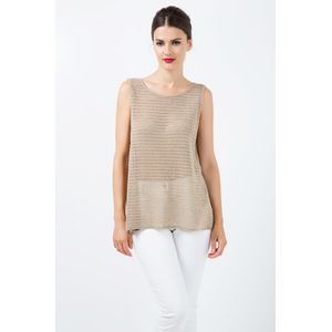 Conquista Fashion - Mouwloze Keyhole Knit Top - Stretch Jersey Stof