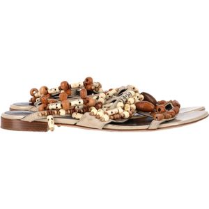 Oscar de la Renta Corinne Versierde Strappy Platter Sandalen in Multicolore Leer