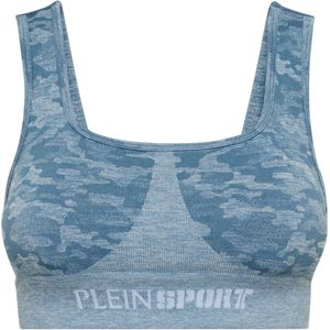 Plein Sport - Seamless Sportbeha - Blauw - Dames - Naadloze Ondersteuning met Brede Bandjes