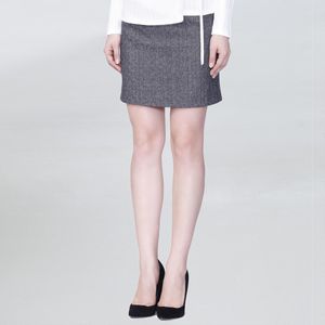 Kokerrok - Heide Wol - Rechte Vorm - Lederen Vooringenomenheid - 51 cm Lengte