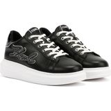 Sneakers - Vetering - Zwart - Leer - Logoprint