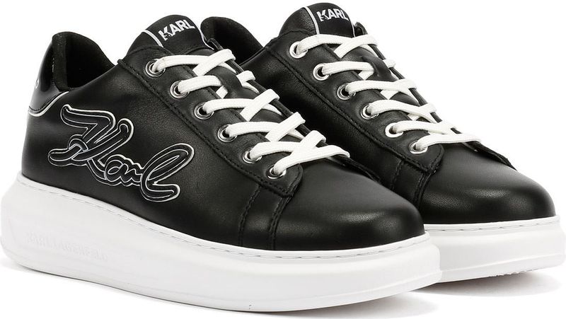 Sneakers - Vetering - Zwart - Leer - Logoprint