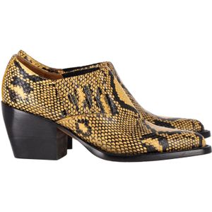 Chloé Slangenleren Rylee Enkellaarzen in Gele Leer