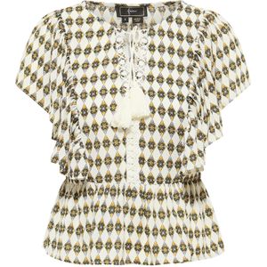 faina Blouse  cognac / spar / zwart / wit