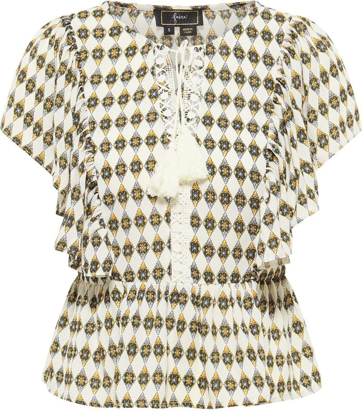 faina Blouse  cognac / spar / zwart / wit