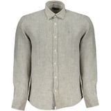 North Sails - Linnen Overhemd - Grijs - Linnen - Italiaanse Kraag - Regular Fit