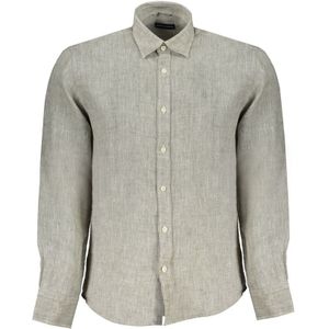 North Sails - Linnen Overhemd - Grijs - Linnen - Italiaanse Kraag - Regular Fit