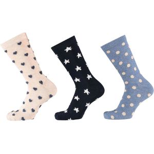 Apollo Fashion sokken dames hartjes stippen sterren print