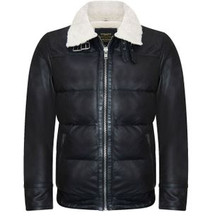 Heren - Gewatteerde Biker Pufferjack - Leren - Brasilia