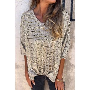 Metallische Luipaardprint Gebreid Top
