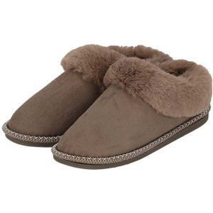 Apollo - Dames Instap Pantoffels - Taupe - Teddy
