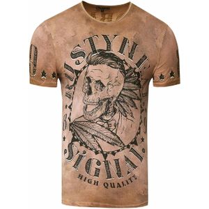 Rusty Neal - T-shirt - Met Schedelprint - Normale Pasvorm - 100% Katoen