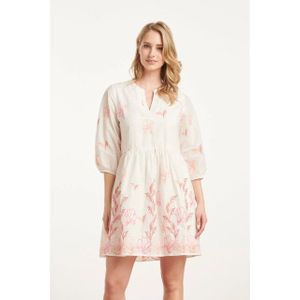 Smashed Lemon - 25263 - Korte Jurk - Wit - Geborduurde Bloemen