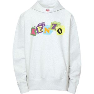 Kenzo - Lichtgrijze Hoodie - Vrijetijdskleding - Veelkleurig Logo