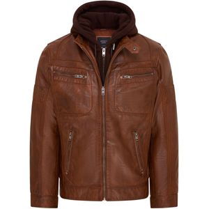 Leren Bikerjack - Bruin - Stavern - Met Capuchon
