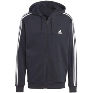 Adidas - 3 Stripes Full Zip Hoodie - Heren - Katoen - Met Lange Mouwen