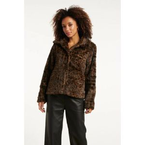 Smashed Lemon Korte jas van imitatiebont met dierenprint bruin en zwart |