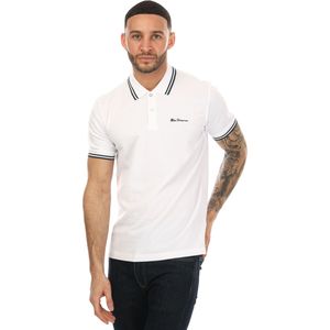 Ben Sherman - Poloshirt - Wit - Dubbel Contrasterende Bies - Heren