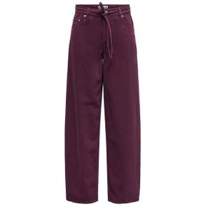 Only - Onlgianna Milly Mw Belt Pant - Bordeaux - Rechte Jeans - L32
