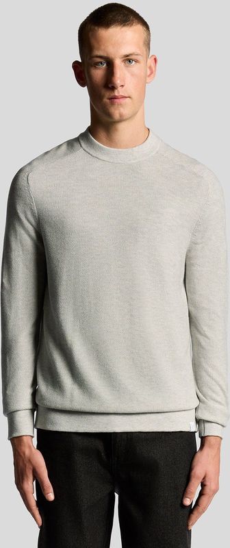 Lyle & Scott - Pique Trui - Grijs - Hoge Nek