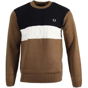 Fred Perry - Getextureerde Paneel - Trui - Bruin