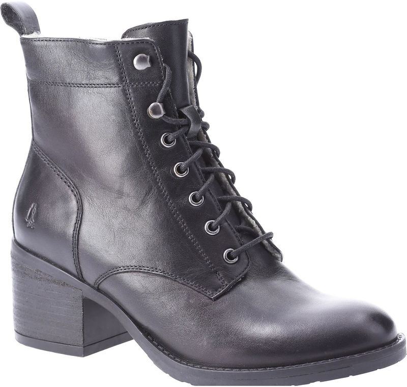 Hush Puppies - Harriet - Leren Enkellaarsjes - Zwart