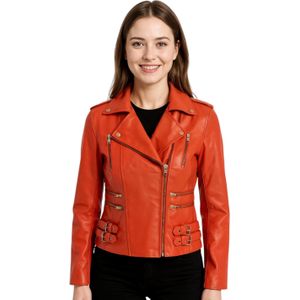 Brando - Constantia - Leren Bikerjack - Oranje