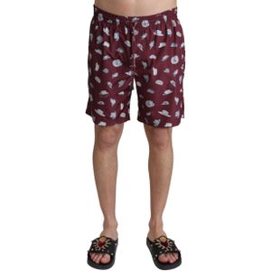 Dolce & Gabbana - Korte Broeken - Veelkleurig - Polyester - Elegante Kastanjebruine Zwemshorts