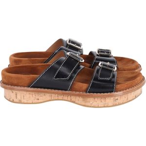 Chloe Marah Topgestikte Sandalen in Bruin Leer