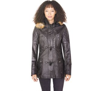 Dames - Gewatteerd Leren Parkajack - Brussel