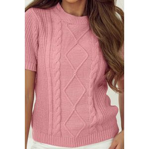Kabelgebreide Korte Mouwen Pullover