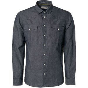 No Excess - Overhemd - Indigo - Lange Mouw - Linnen Denim Look