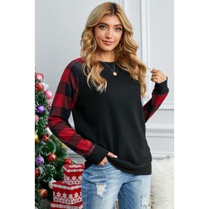 Rode Geruite Raglan Mouw Pullover Trui