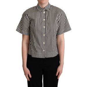 Dolce Gabbana - Collared Short Sleeve Polo Top - Zwart/Wit - Katoen