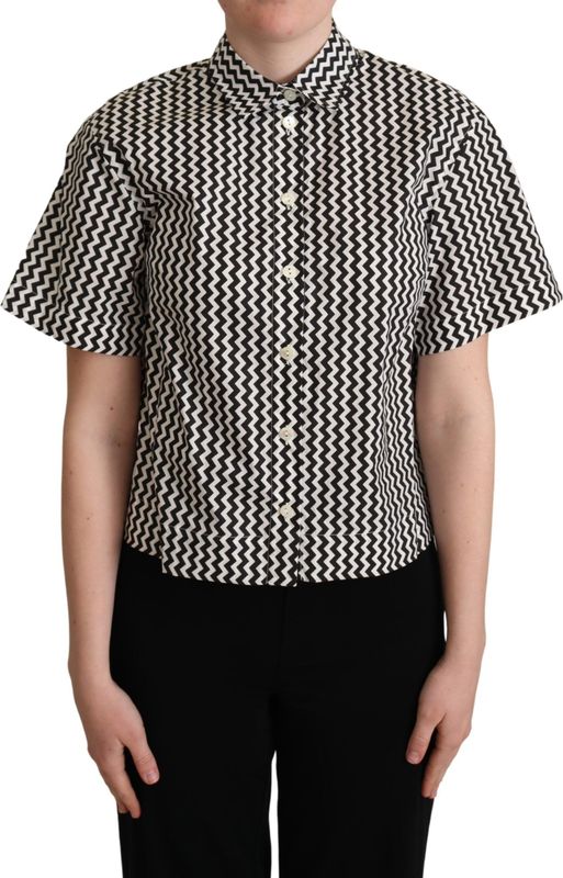 Dolce Gabbana - Collared Short Sleeve Polo Top - Zwart/Wit - Katoen