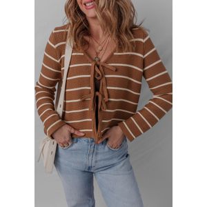Gestreepte Tiefront Cardigan