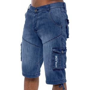Kruze - Heren Cargo Combat Short - Dark Wash - 7 Zakken