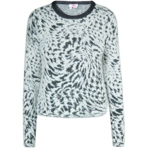 Mymo - Jumper - Wit Zwart - Jacquardtrui - Lange Mouwen - Ronde Hals