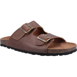 Hush Puppies - Nash Slider - Leren Sandalen - Bruin