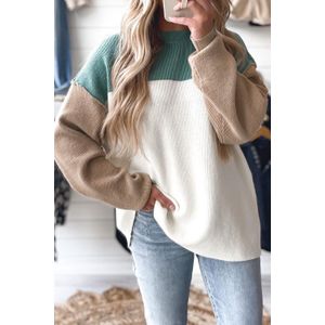 Kleurblok Ribbelsweater