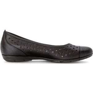 Gabor - Klassieke Ballerina's - Zwart - Leer - Ronde Neus - Slip-on Model