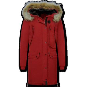 Gentile Bellini - Lange Parka Jas - Rood - Dames - Met Bontkraag