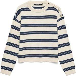 Vero Moda Vmgold stripe ls o-neck pullover ecru dessin