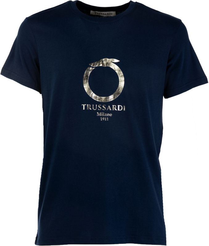 Effen heren T-shirt met korte mouwen en ronde hals met logoprint