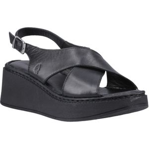 Hush Puppies - Bex Wedge - Zwarte Wedge Sandalen