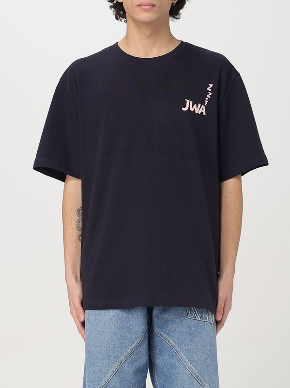 JW Anderson - T-shirt - Blauw - Katoen - Ronde Hals - Korte Mouwen