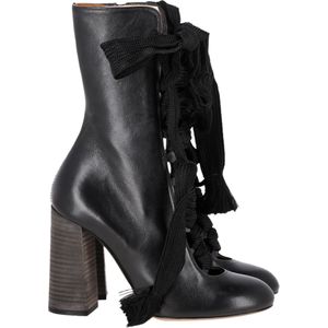 Chloé Harper Veterlaarzen met Hak in Zwart Leer